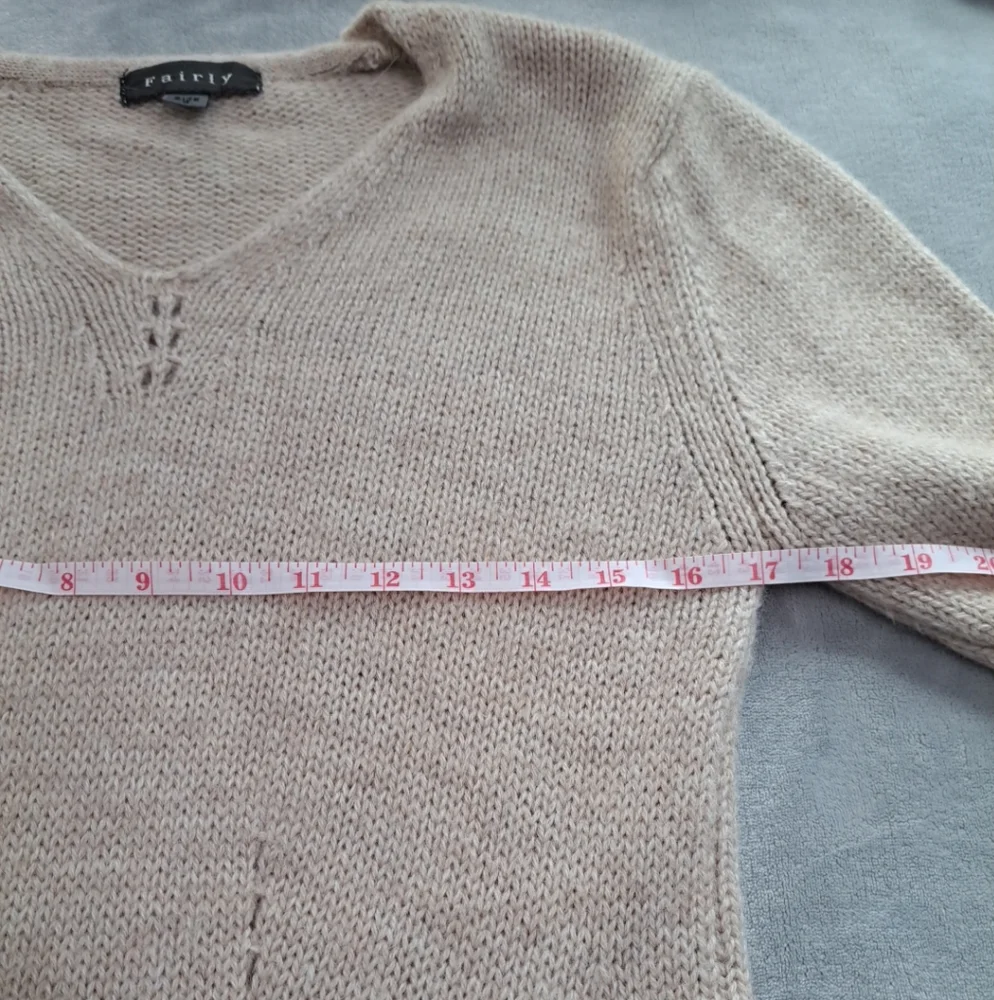 Fairly Women's Merino Wool Alpaca Blend Sweater Long Slv Cream Size 2